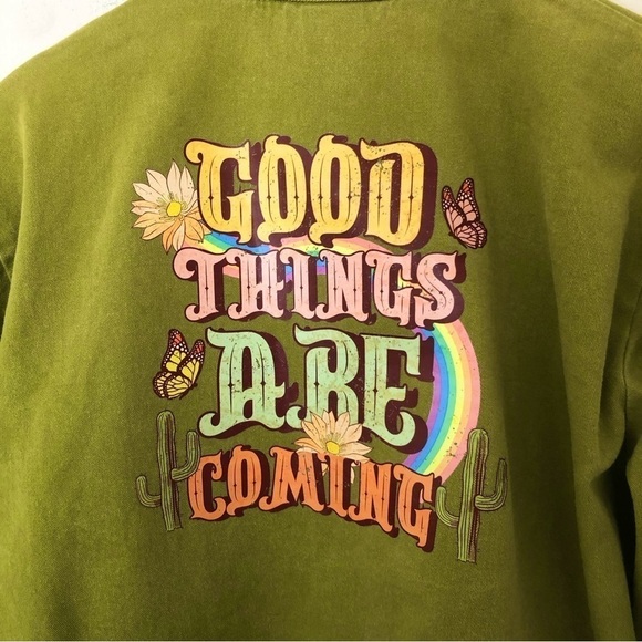 Vintage Saint Germain Studded 100% Cotton Denim Graphic Jean Jacket Size Large - Picture 6 of 10